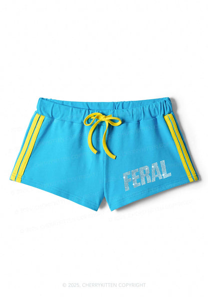 Rhinestone Mini Feral Y2K Drawstring Mini Shorts Cherrykitten