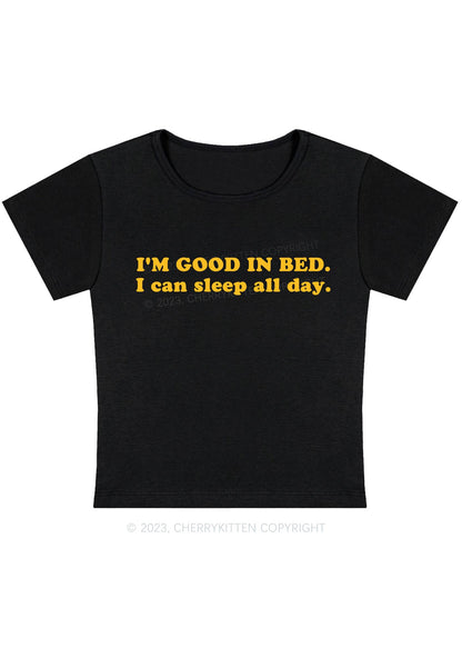 Curvy I'm Good In Bed Baby Tee Cherrykitten