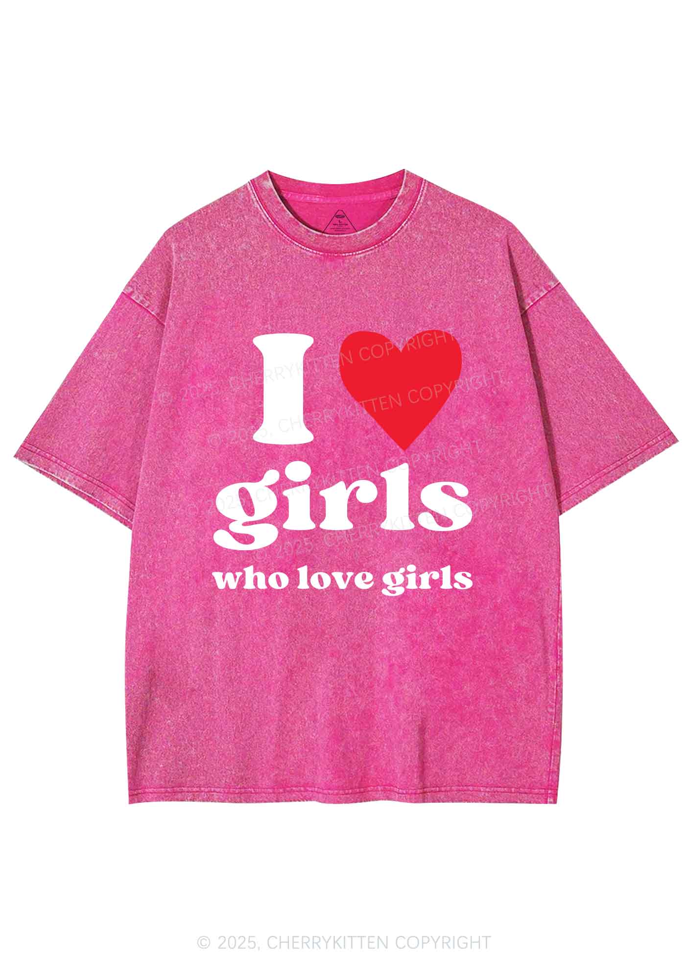 Girls Love Girls Pride Y2K Shirts Washed Tee Cherrykitten