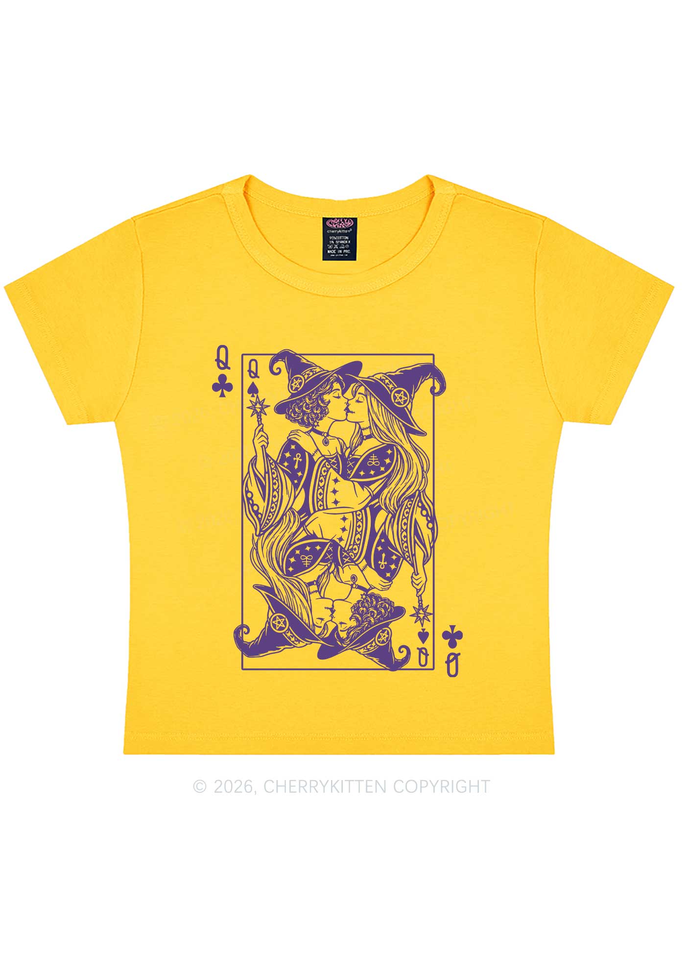 Halloween Witches Queen Kiss Y2K Baby Tee Cherrykitten