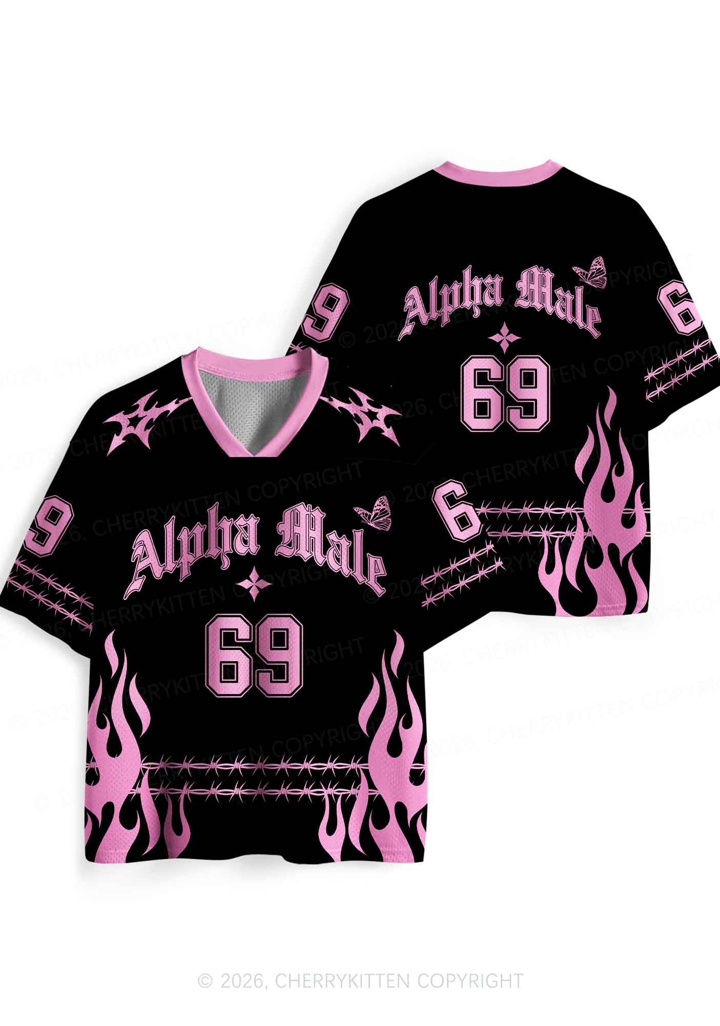 Pink Alpha Male Butterfly Pride Y2K Sport Jersey Shirts Cherrykitten