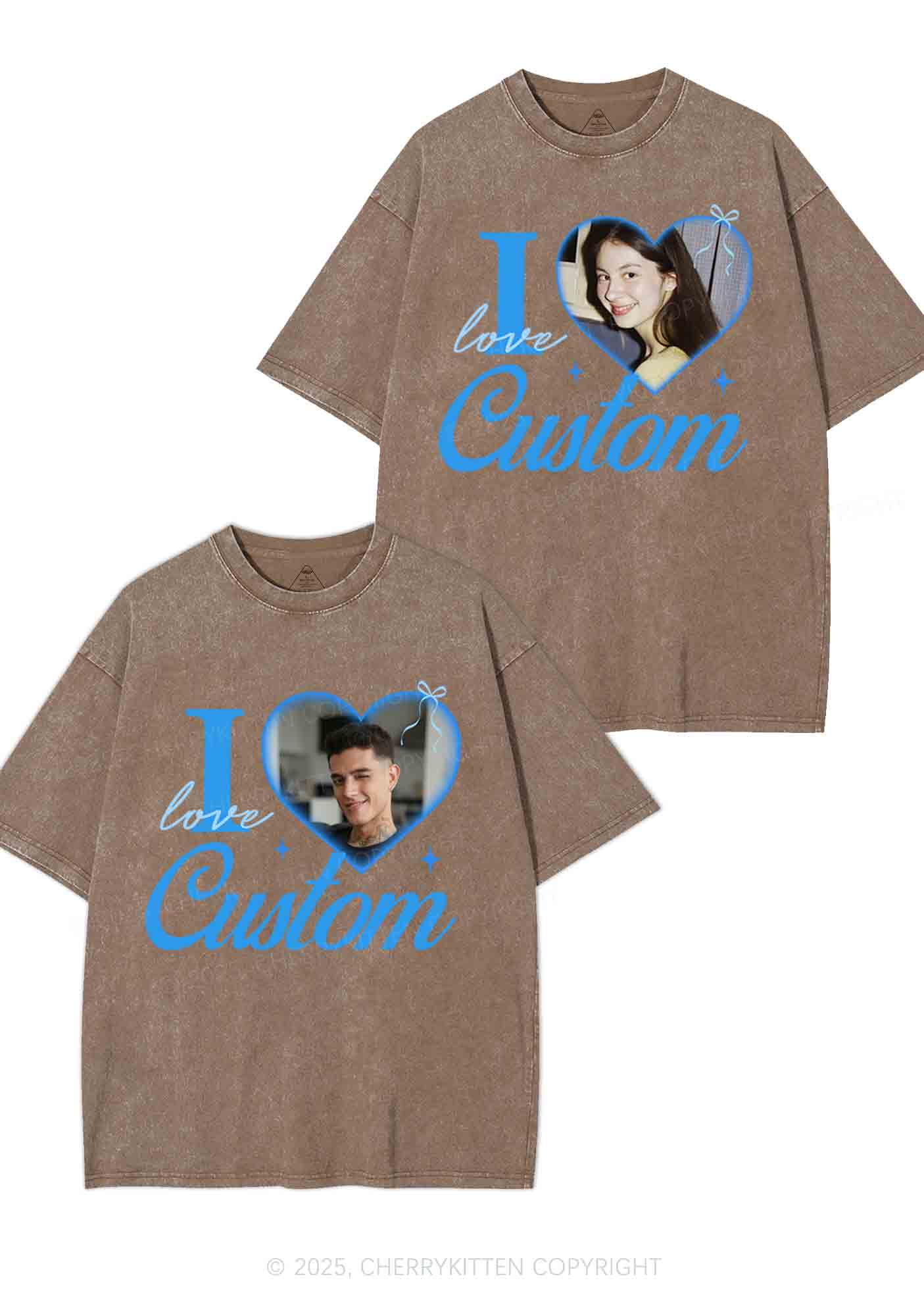 I Love Custom Y2K Valentine's Day Washed Tee Cherrykitten