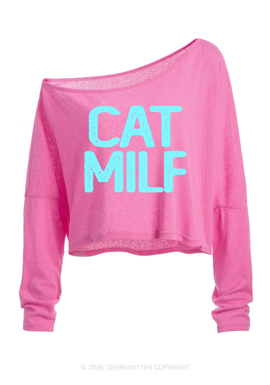 Cat Mxxf Y2K Off Shoulder Long Sleeve Crop Top Cherrykitten