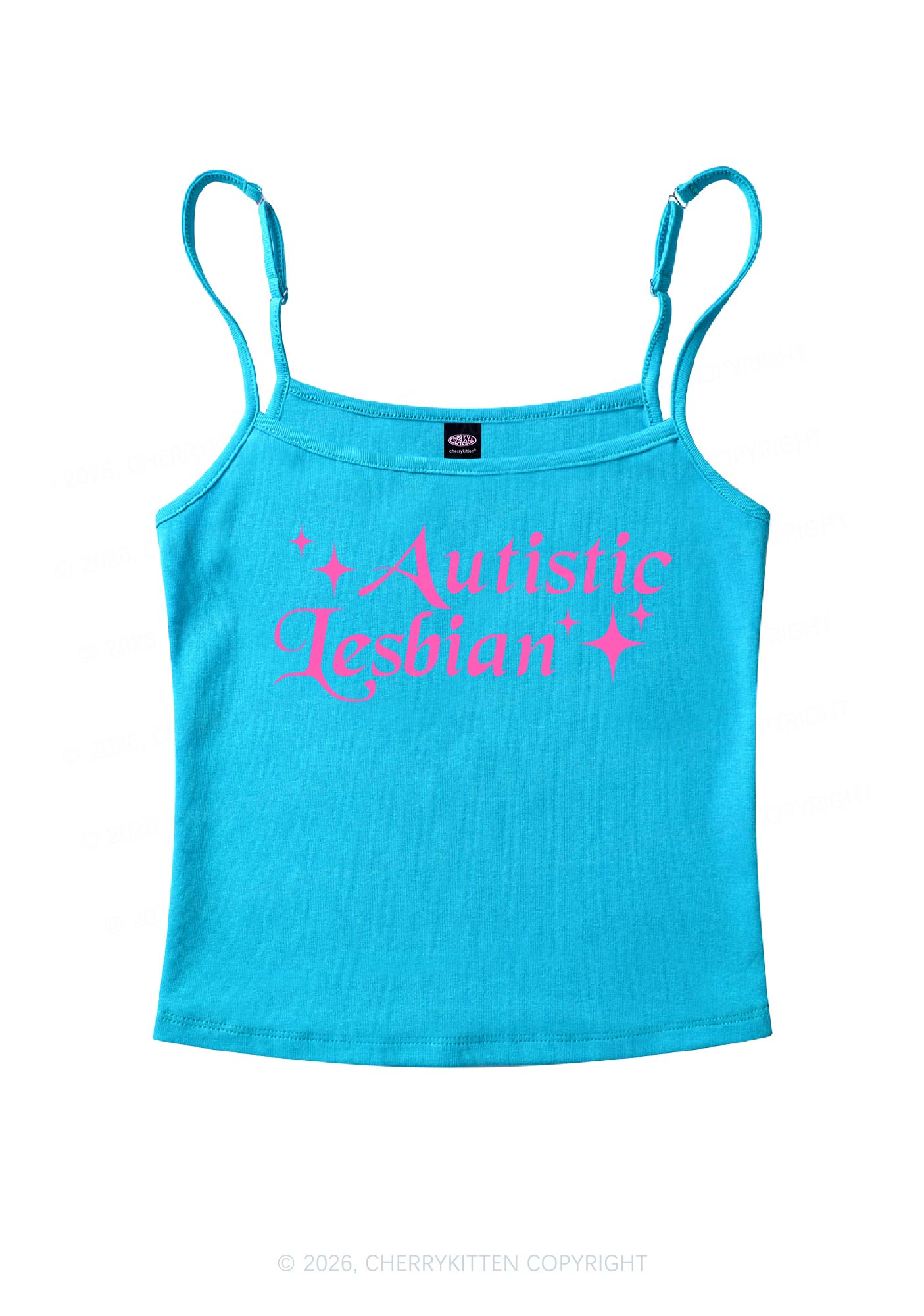 Autistic Lesbian Pride Y2K Spaghetti Strap Cami Cherrykitten