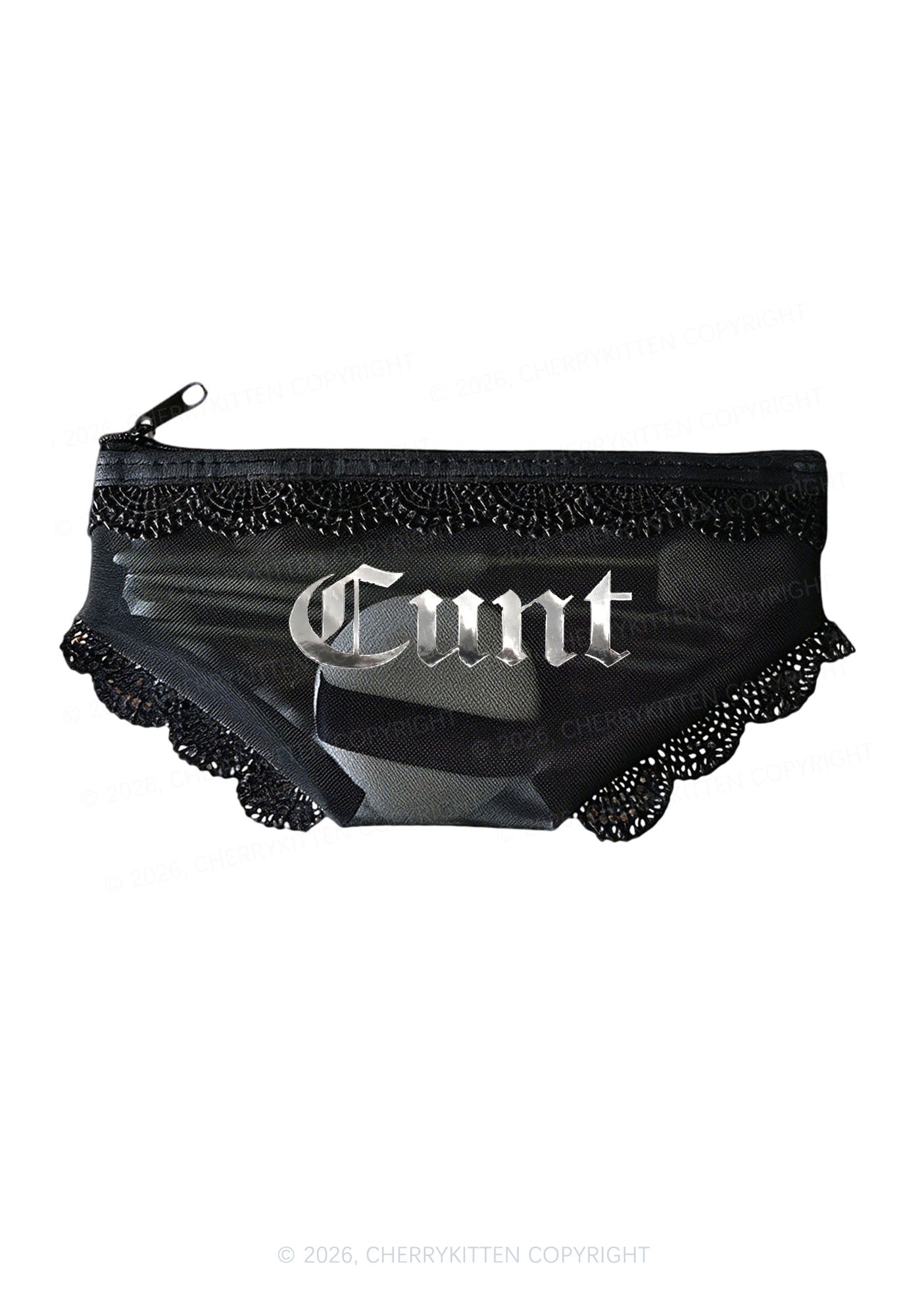 Cxxt Silver Foil Printed Y2K Briefs Shape Cosmetic Pouch Cherrykitten