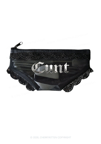 Cxxt Silver Foil Printed Y2K Briefs Shape Cosmetic Pouch Cherrykitten
