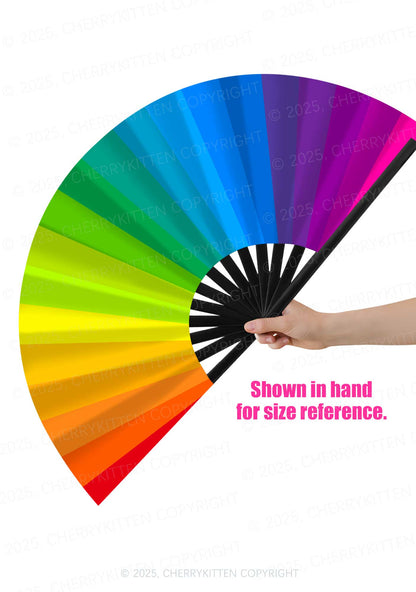 Rainbow Pride Y2K Rave Hand Fan Cherrykitten