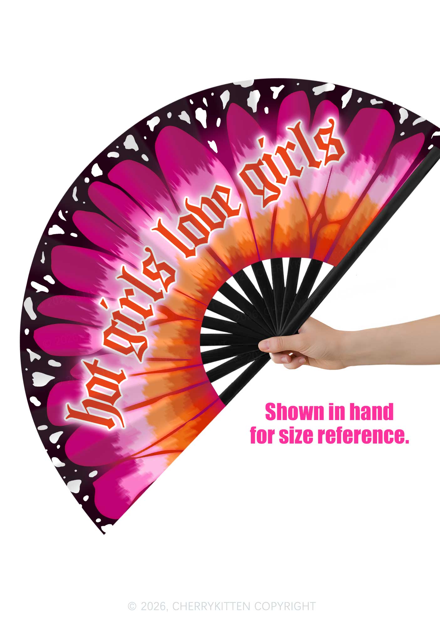 Hot Girls Love Girls Pride Y2K Rave Hand Fan Cherrykitten