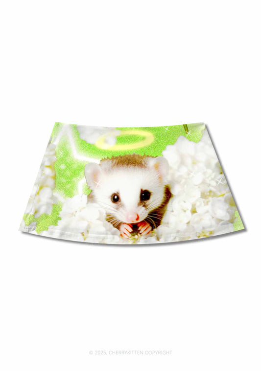 Flower Angel Ratz Y2K Print Mini Skirt Cherrykitten
