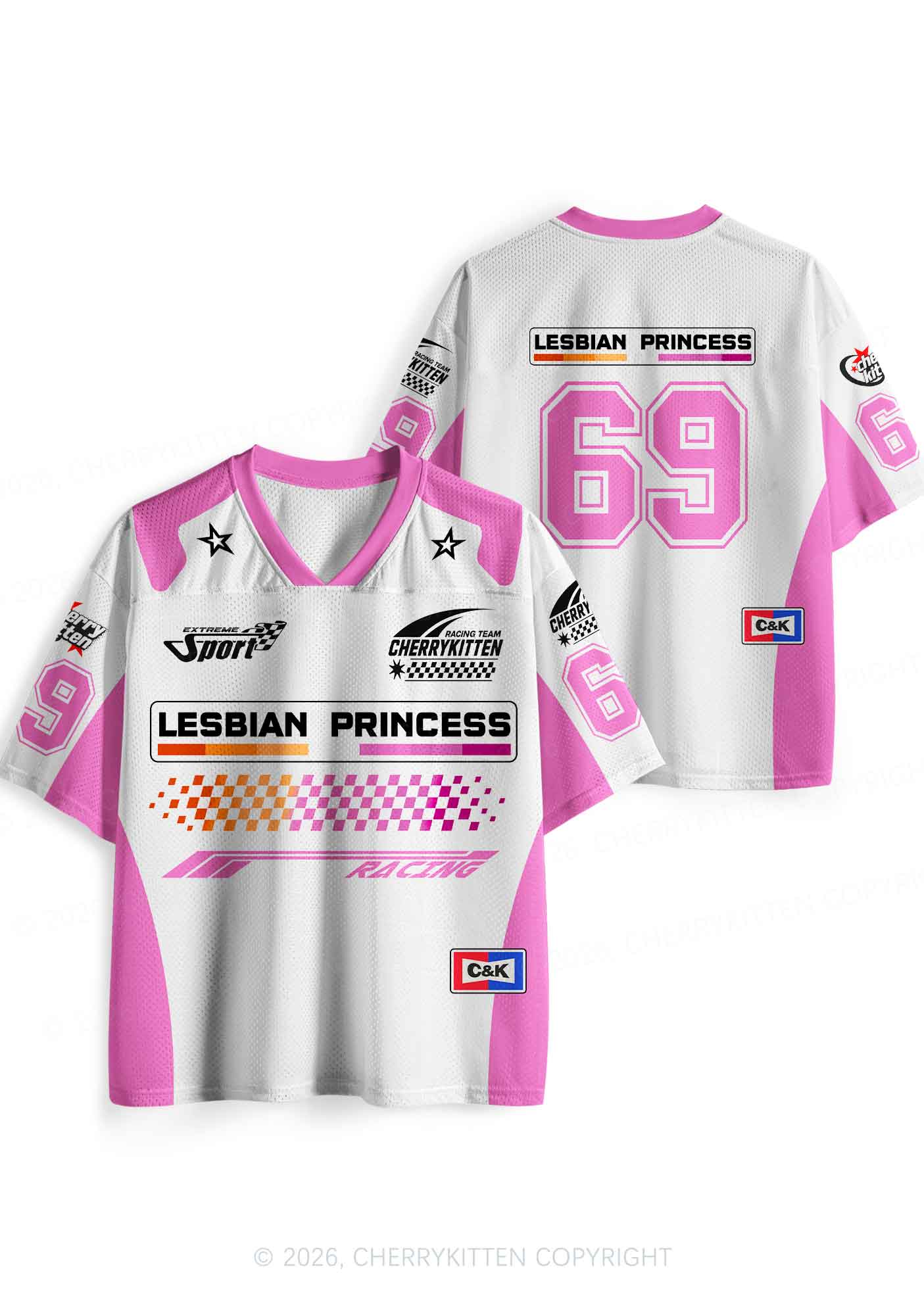 White Lesbian Princess Pride Y2K Sport Jersey Shirts Cherrykitten