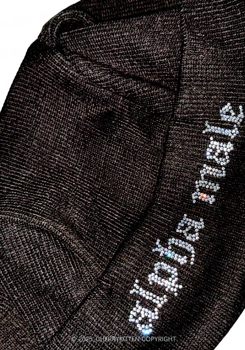 Rhinestone Alpha Male Y2K Bunny Ear Knitted Hat Cherrykitten