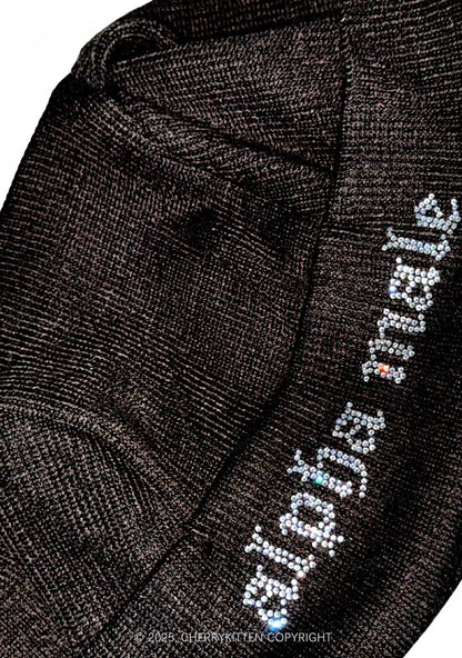 Rhinestone Alpha Male Y2K Bunny Ear Knitted Hat Cherrykitten