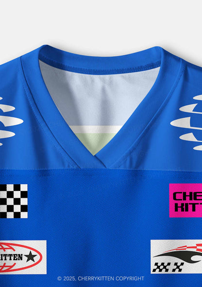 Custom Blue Big Back Town Y2K Crop Sport Jersey Shirts Cherrykitten