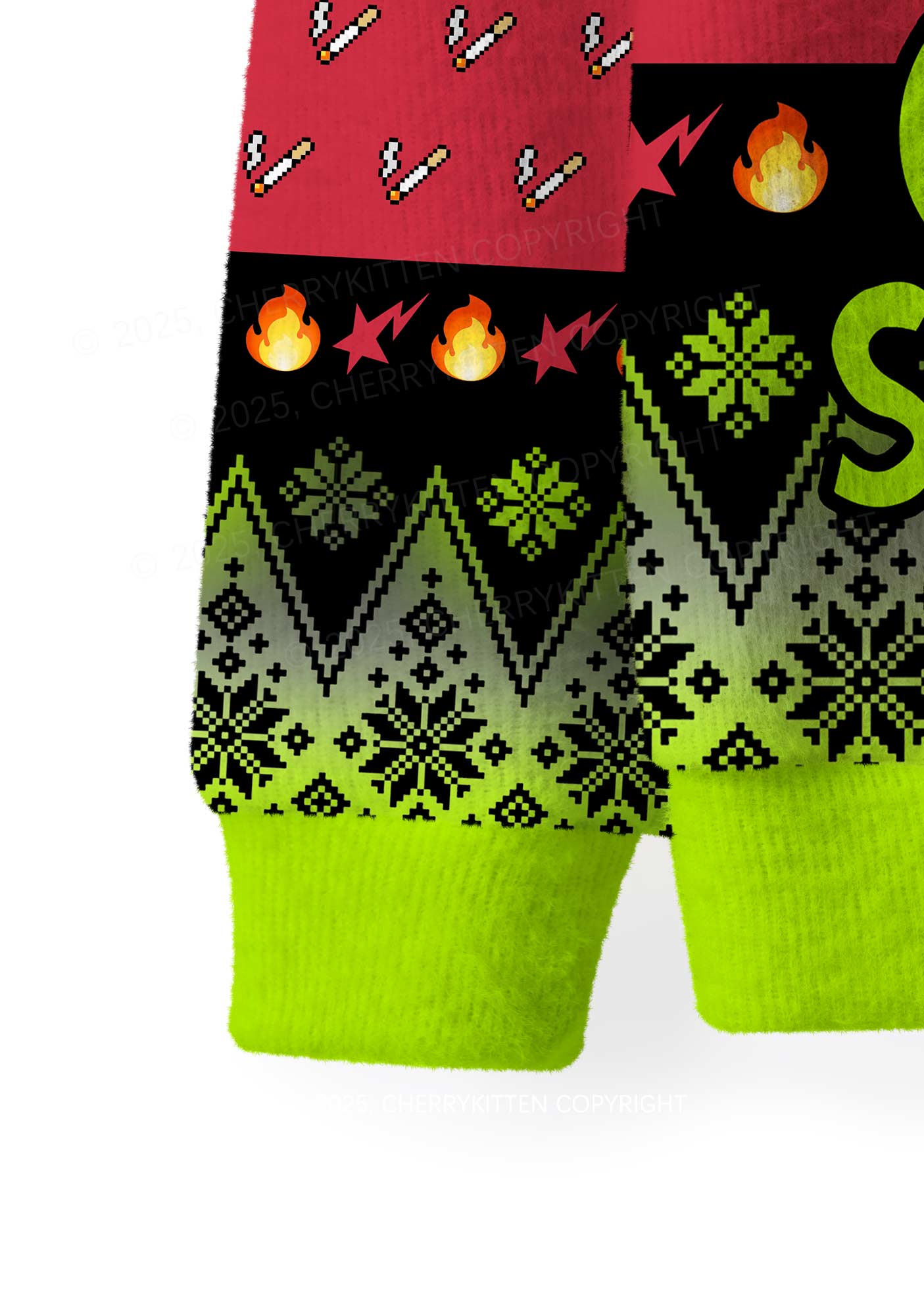 Stole My Lighter Y2K Christmas Knit Sweatshirt Cherrykitten