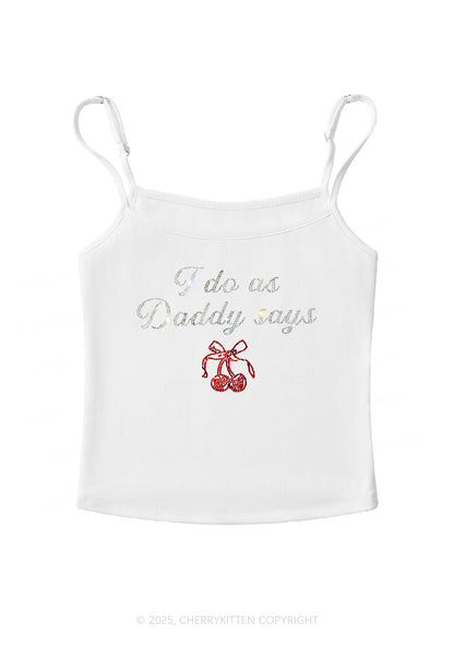 Rhinestone I Do As Daddy Says Y2K Spaghetti Strap Cami Cherrykitten