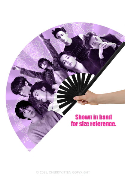 Purple Dragon Kpop Collage Y2K Rave Hand Fan Cherrykitten