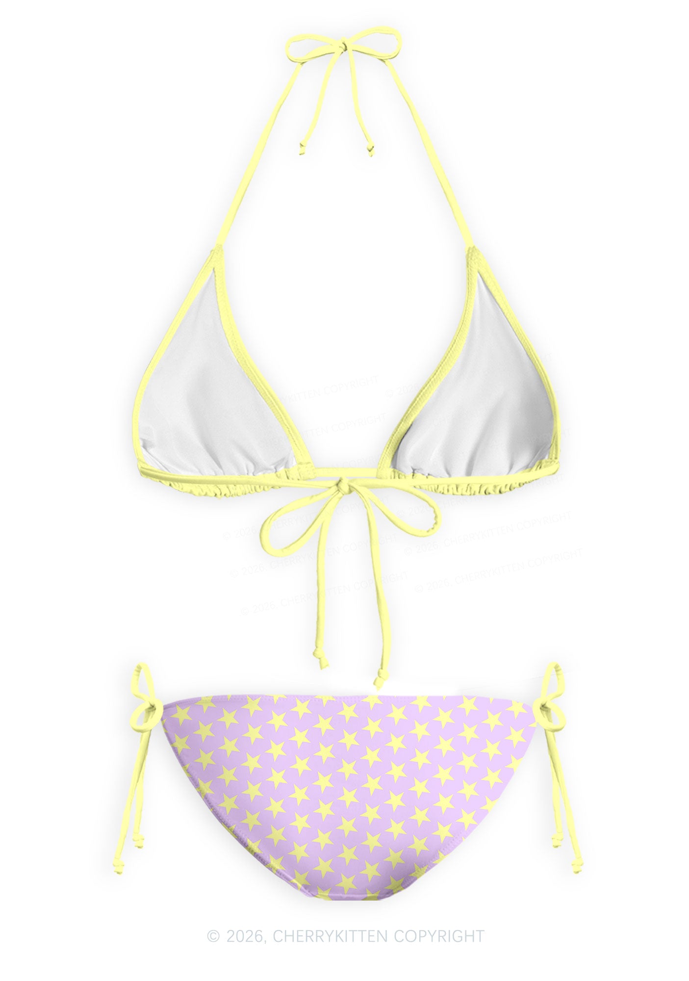 Pastel Purple Good Girl Y2K Print Bikini Set Cherrykitten