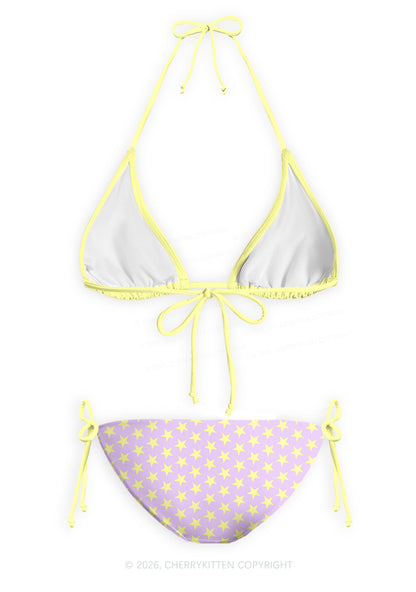 Pastel Purple Good Girl Y2K Print Bikini Set Cherrykitten
