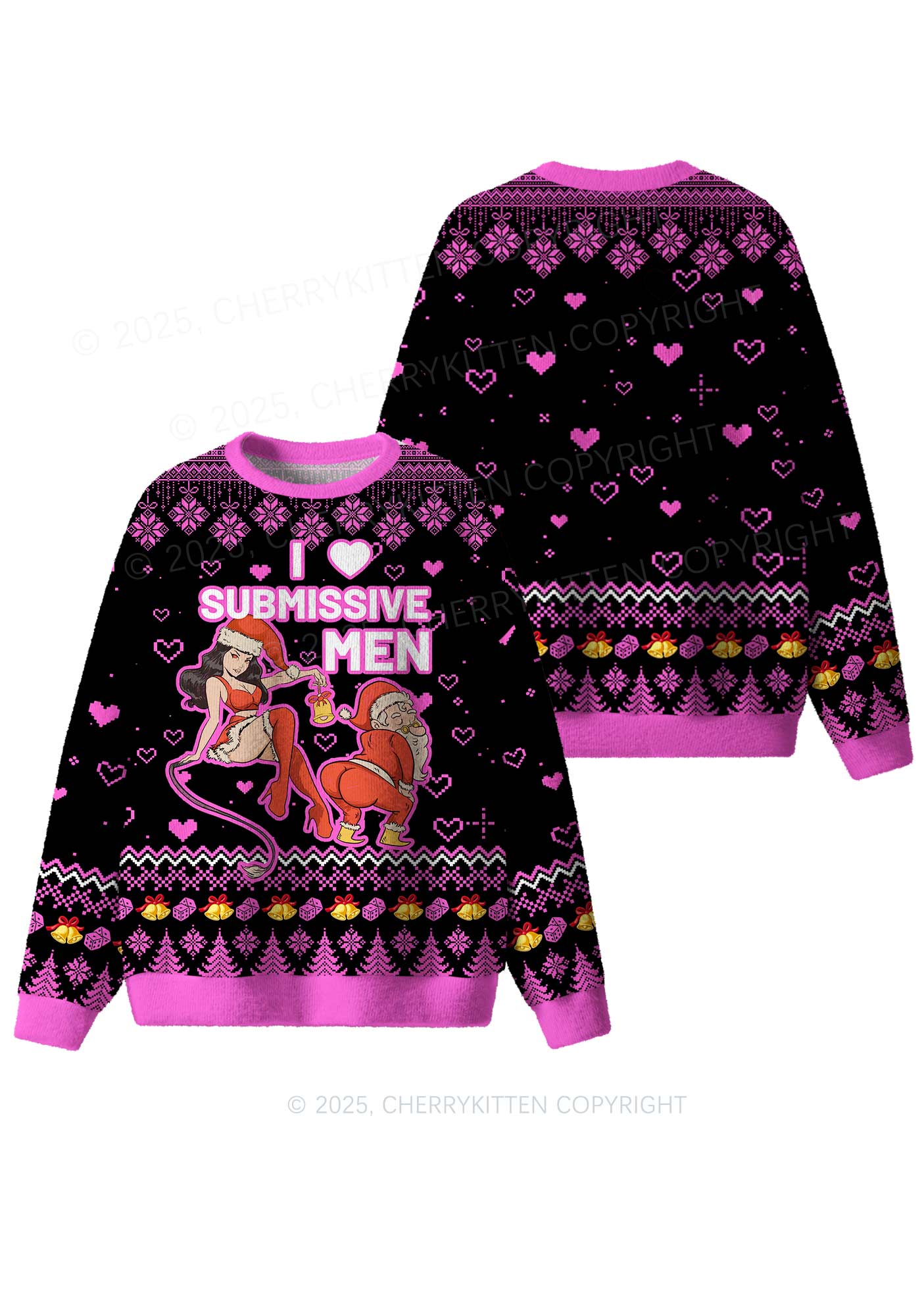I Love S Men Y2K Christmas Knit Sweatshirt Cherrykitten