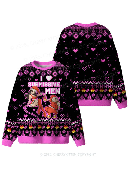 I Love S Men Y2K Christmas Knit Sweatshirt Cherrykitten
