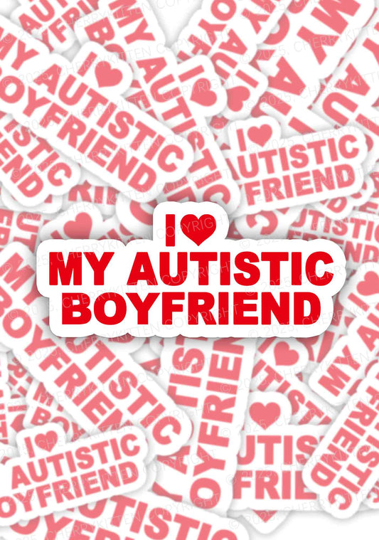 I Love My Autistic BF Valentine's Day 1pc Y2K Sticker Cherrykitten