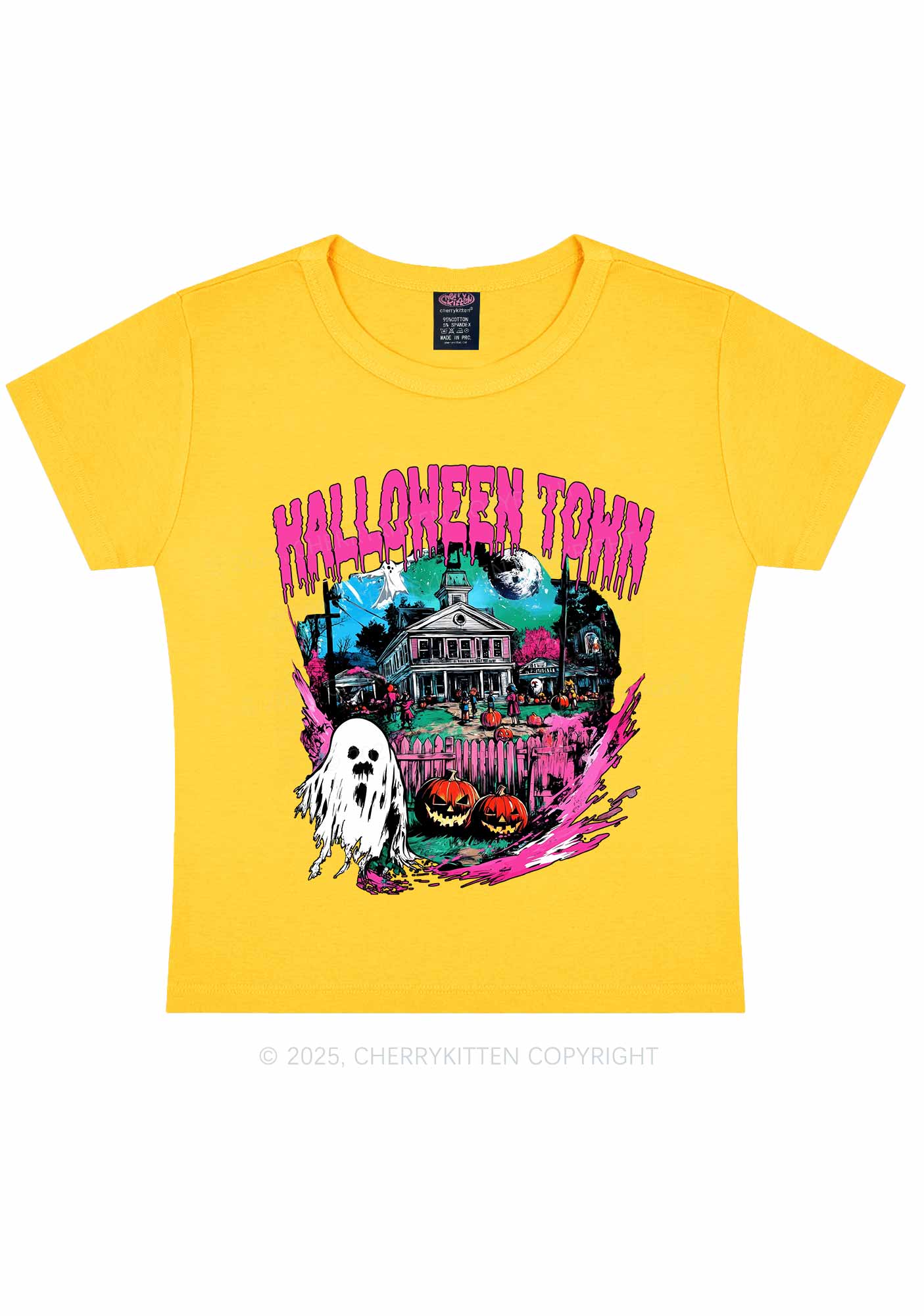 Halloween Ghost Town Y2K Baby Tee Cherrykitten