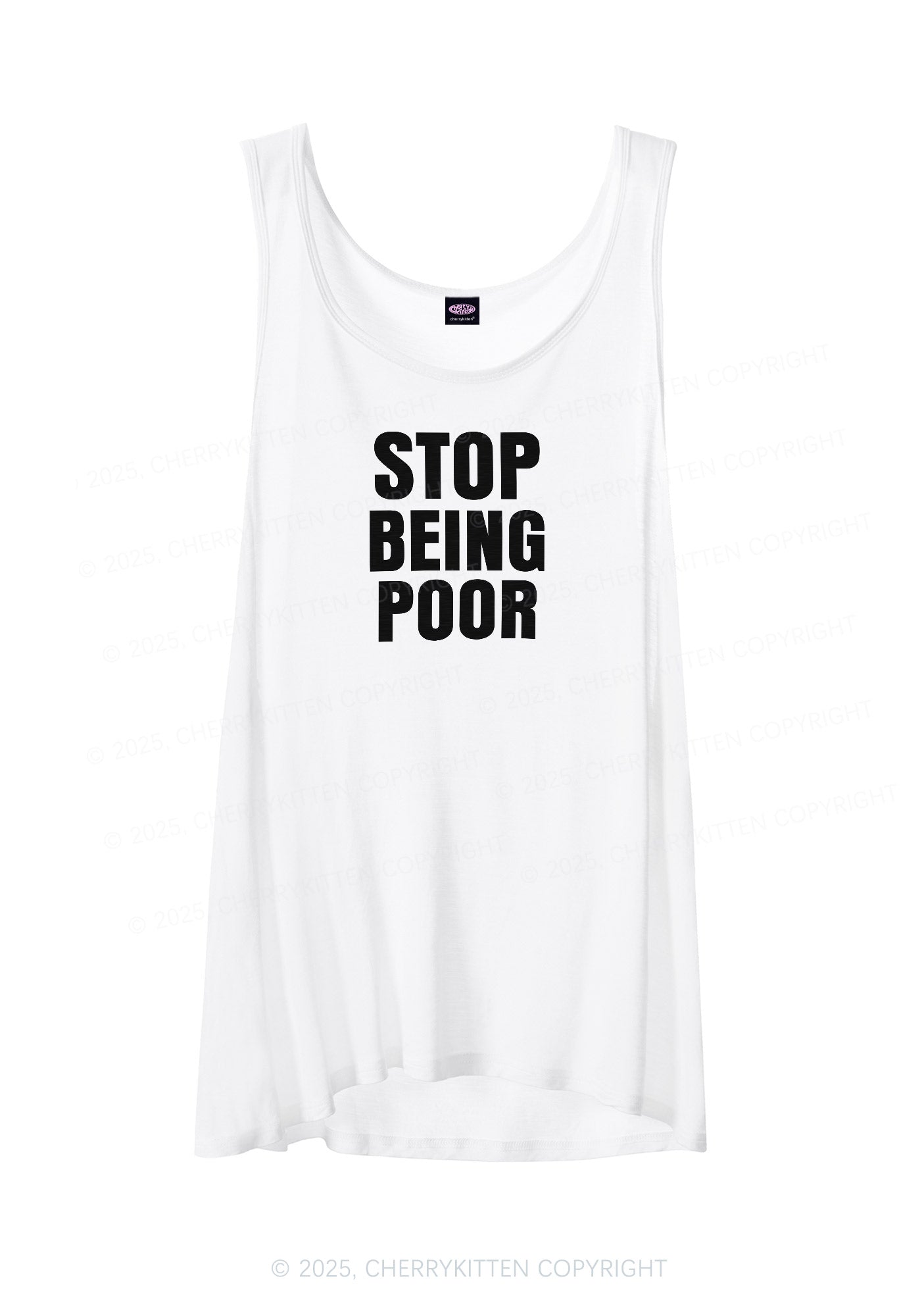 Stop Being Poor Y2K Sheer Boyfriend Tank Cherrykitten
