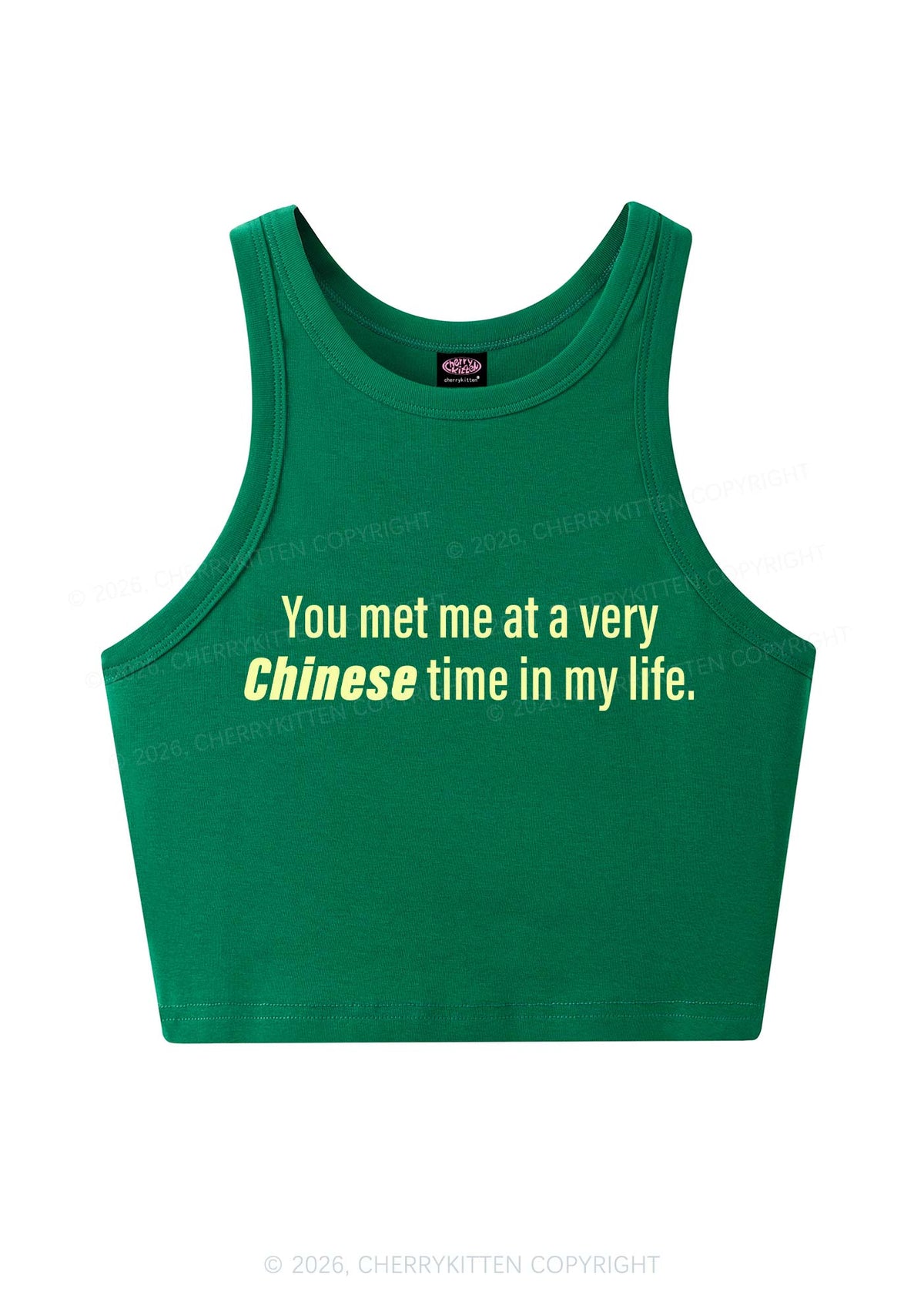 Met Me At Chinese Time In My Life Y2K Crop Tank Top Cherrykitten