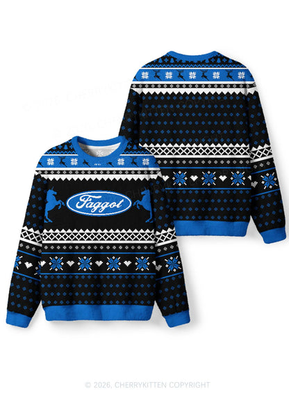 Black Faggot Pride Y2K Christmas Knit Sweatshirt Cherrykitten