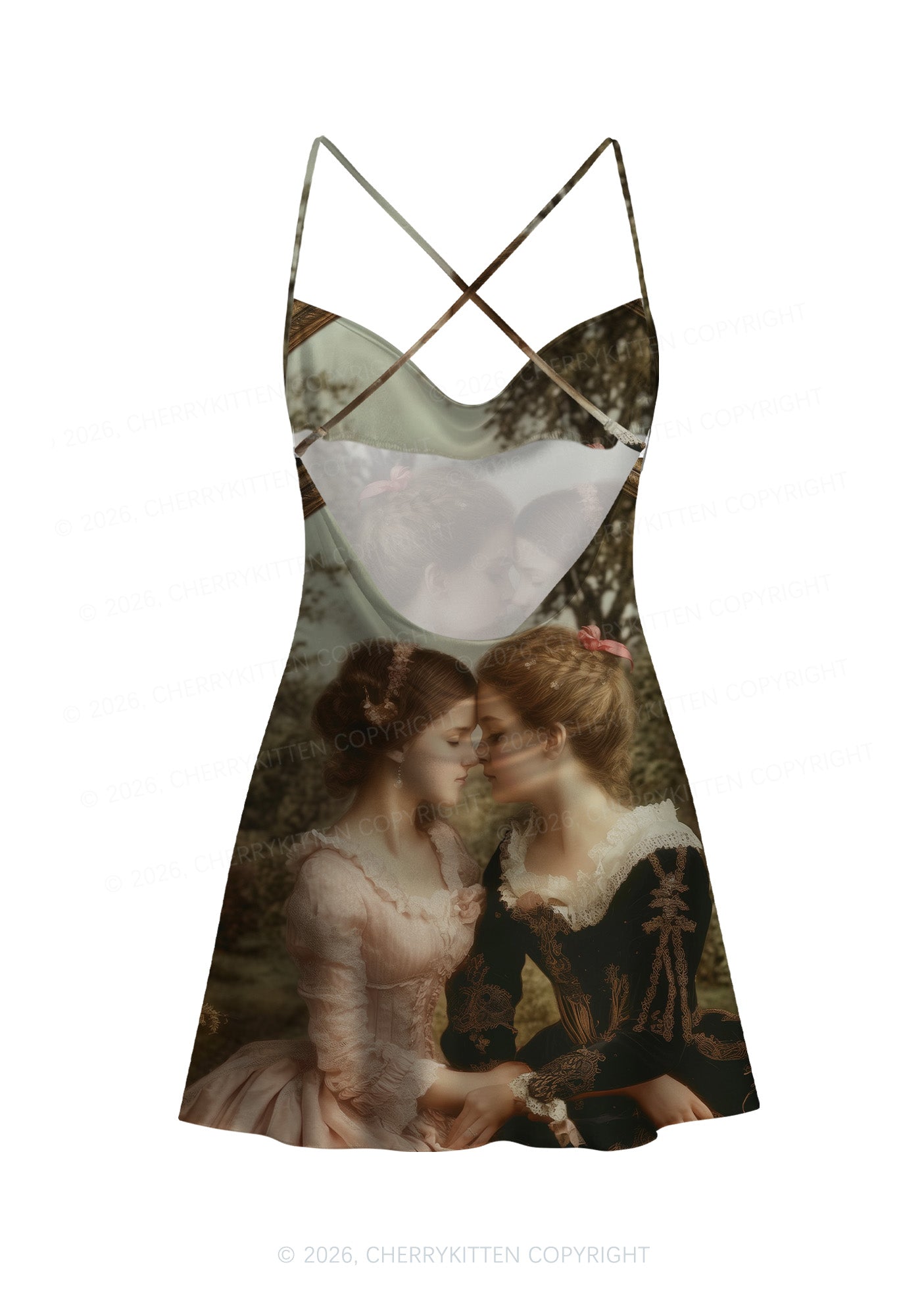Whispers Girls Pride Y2K Print Satin Cowl Neck Slip Dress Cherrykitten