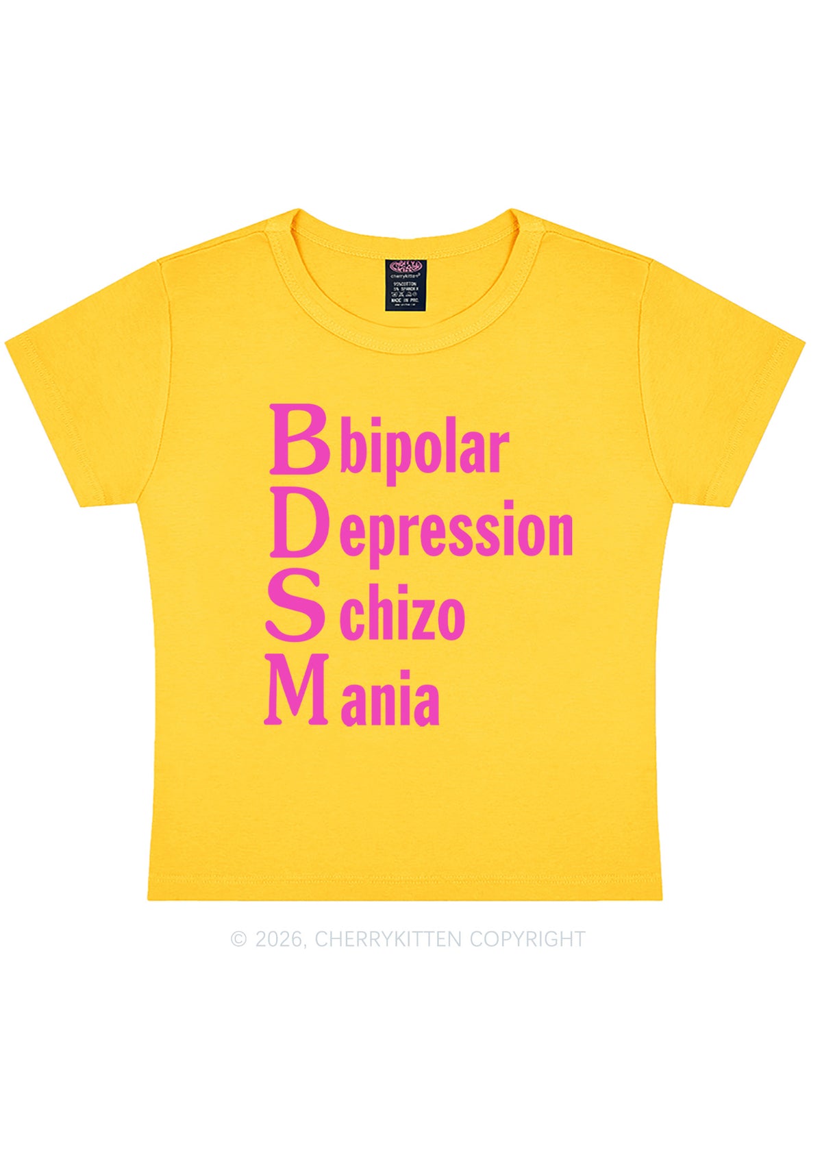 Bipolar Depression Schizo Mania Y2K Baby Tee Cherrykitten