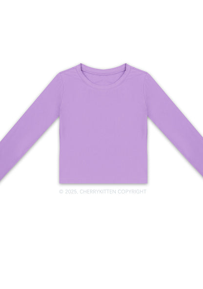 Plain Y2K Long Sleeve Crop Top Cherrykitten