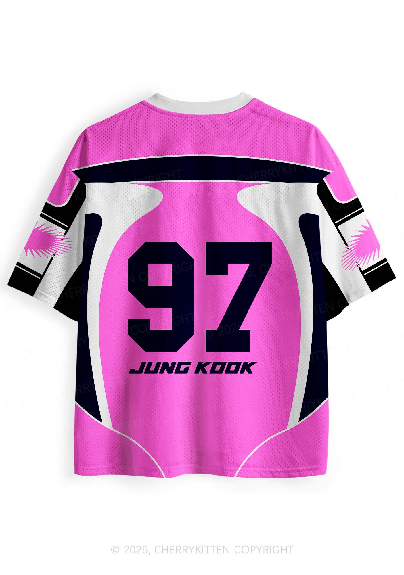 Hot Pink Korean Boys Y2K Sport Jersey Shirts Cherrykitten
