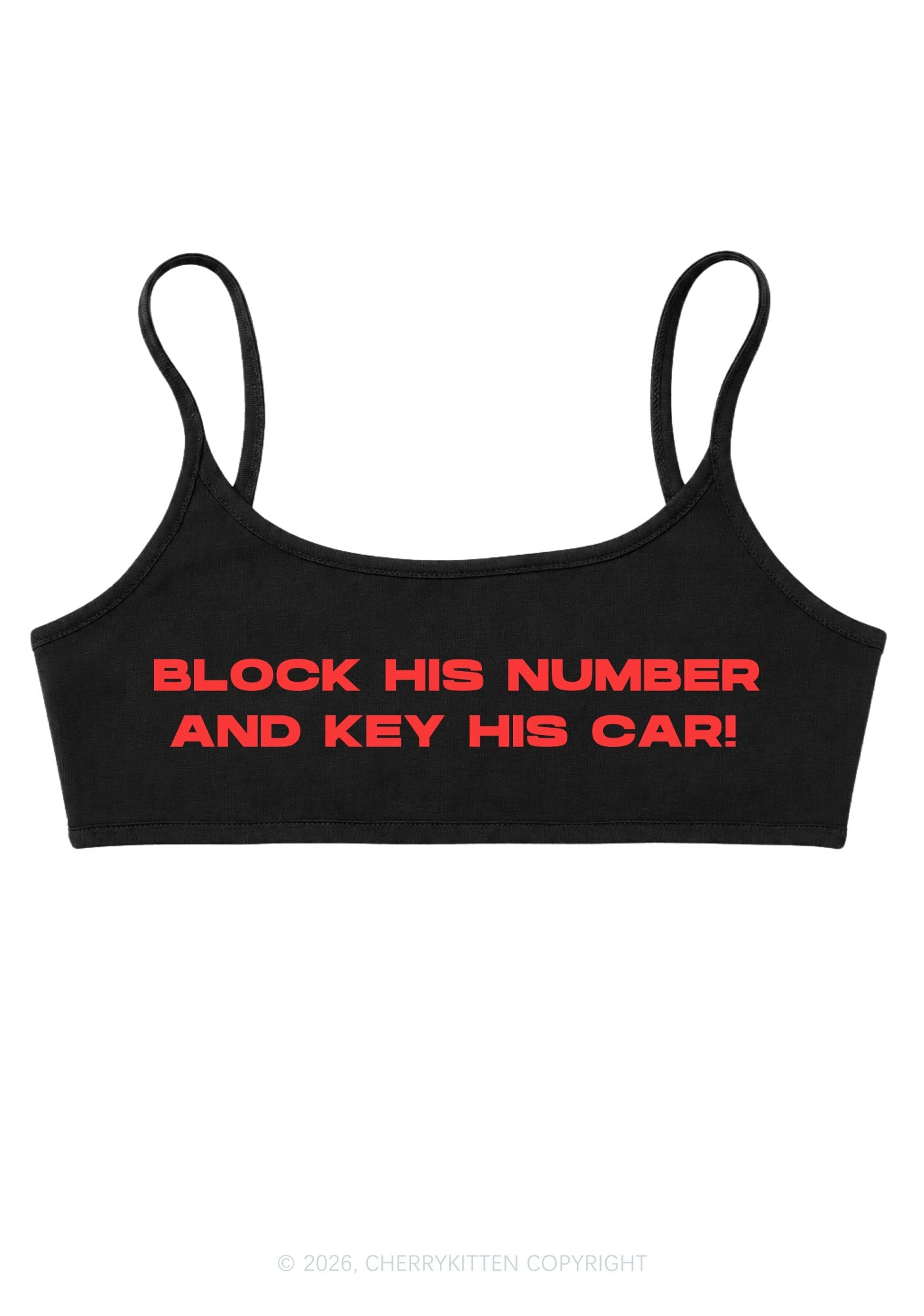 Block His Number Y2K Super Crop Cami Cherrykitten