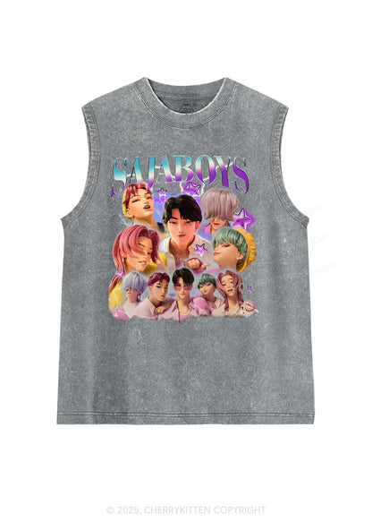 Kpop Boys Y2K Washed Muscle Tank Cherrykitten