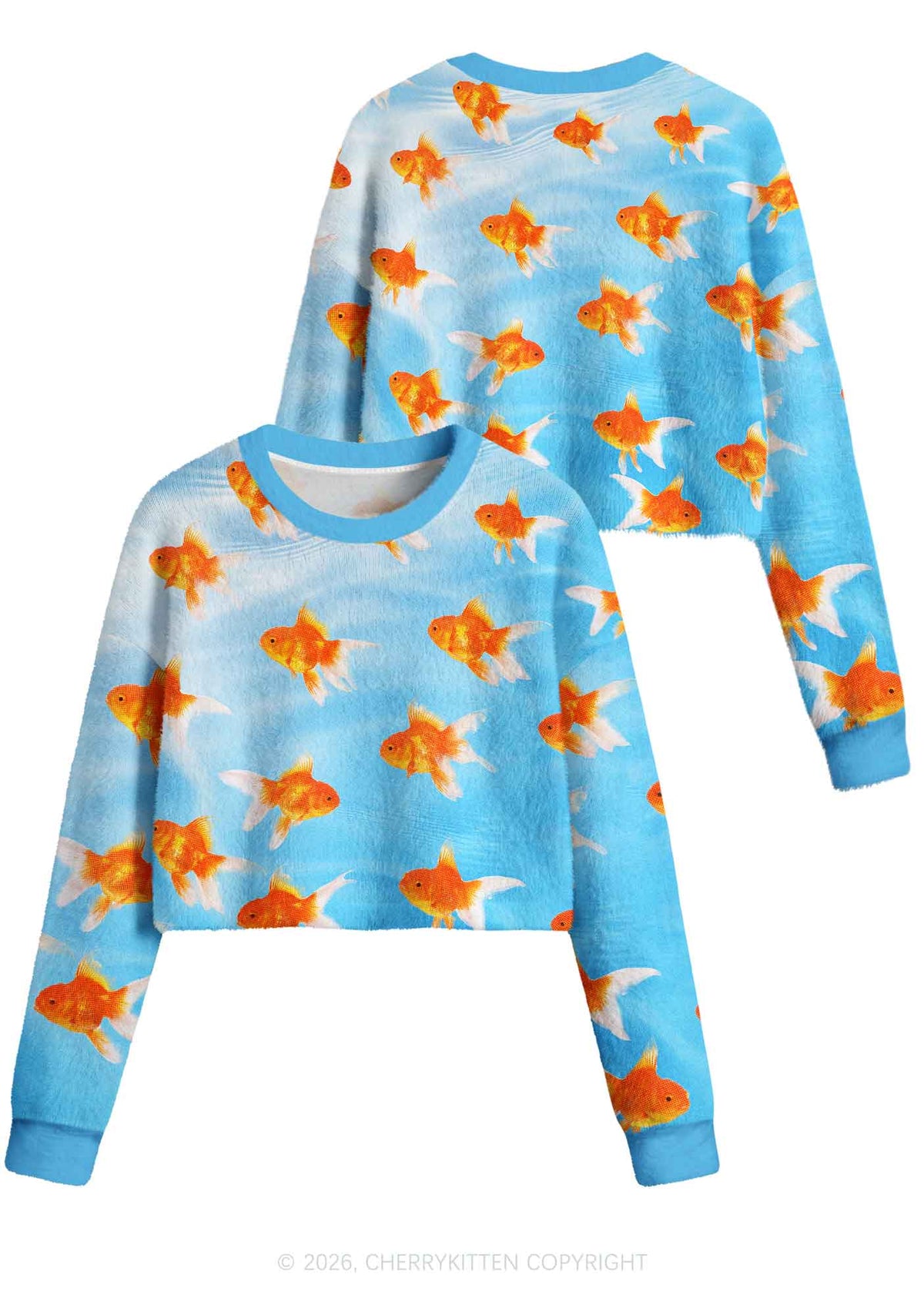 Goldfish Y2K Crop Knit Sweatshirt Cherrykitten