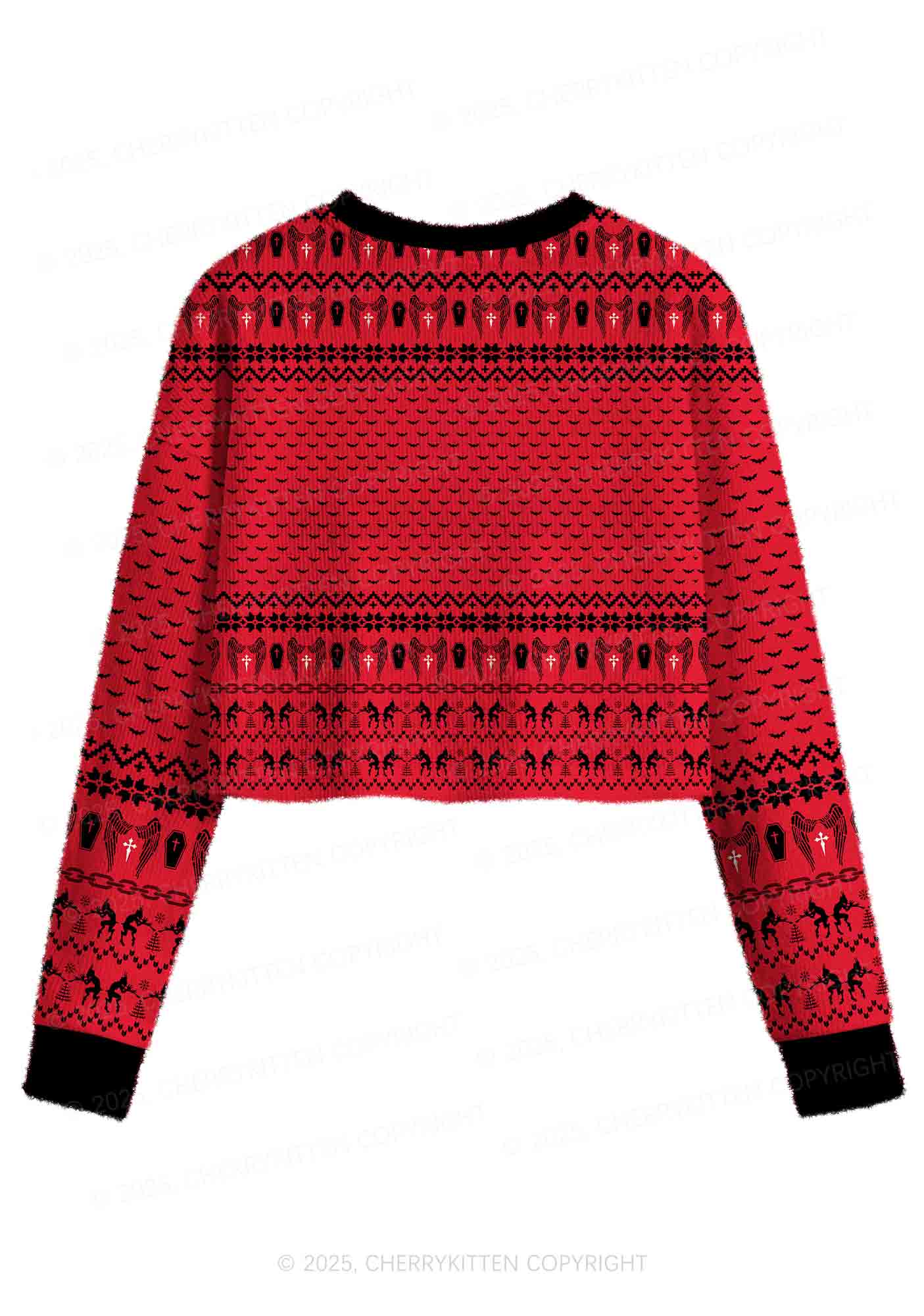 Cuntry Angle Y2K Christmas Crop Knit Sweatshirt Cherrykitten
