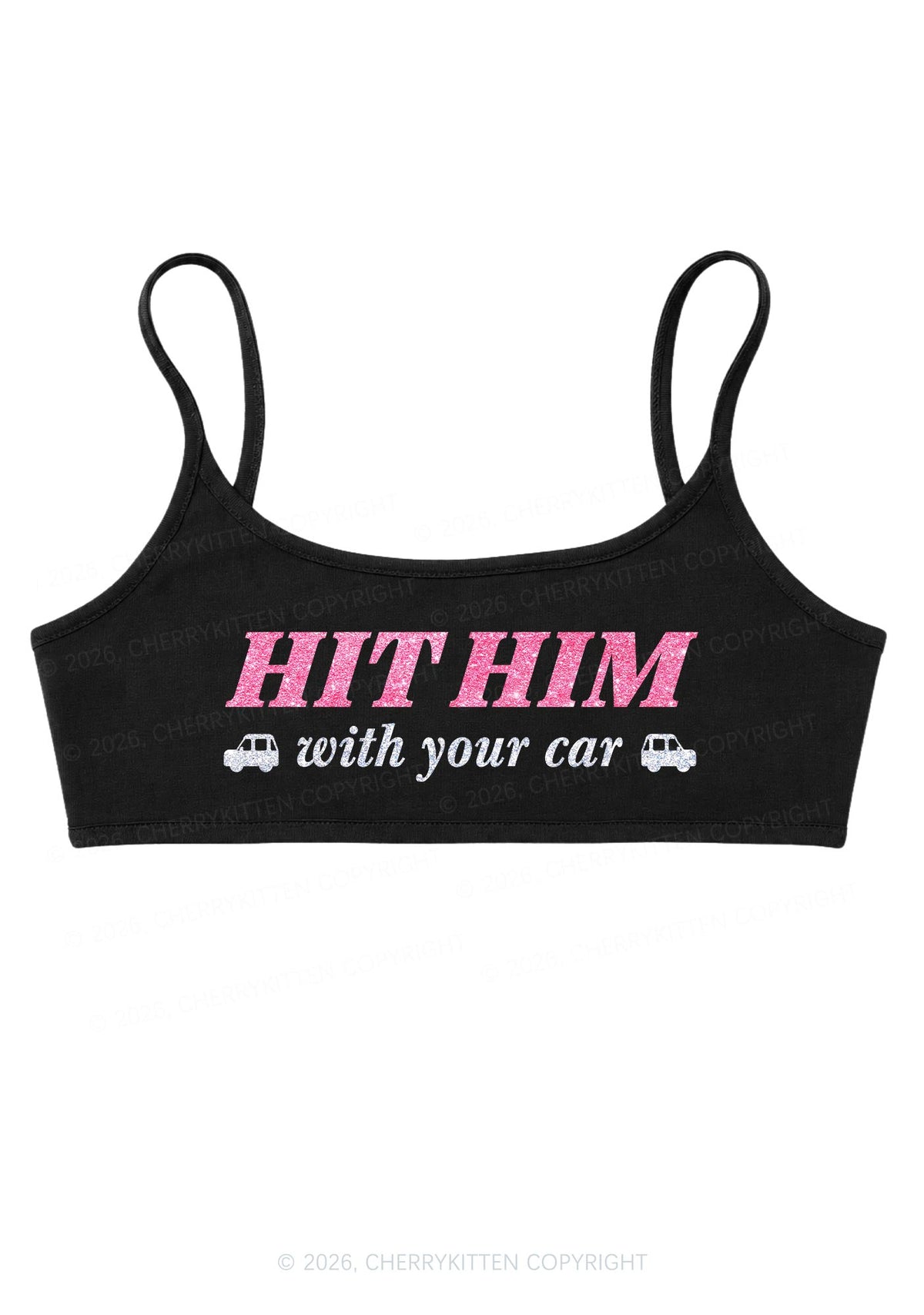 Glitter Hit Him Y2K Super Crop Cami Cherrykitten