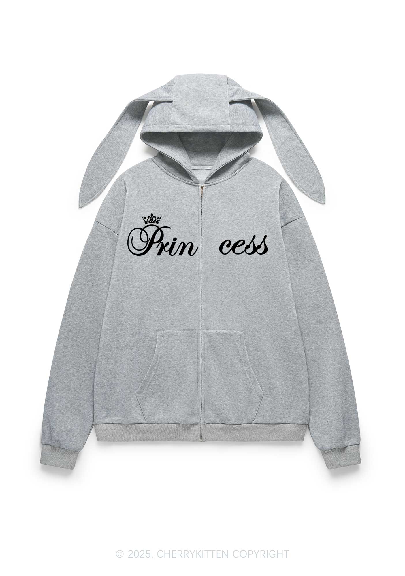 Princess Y2K Bunny Ear Zip Hoodie Cherrykitten