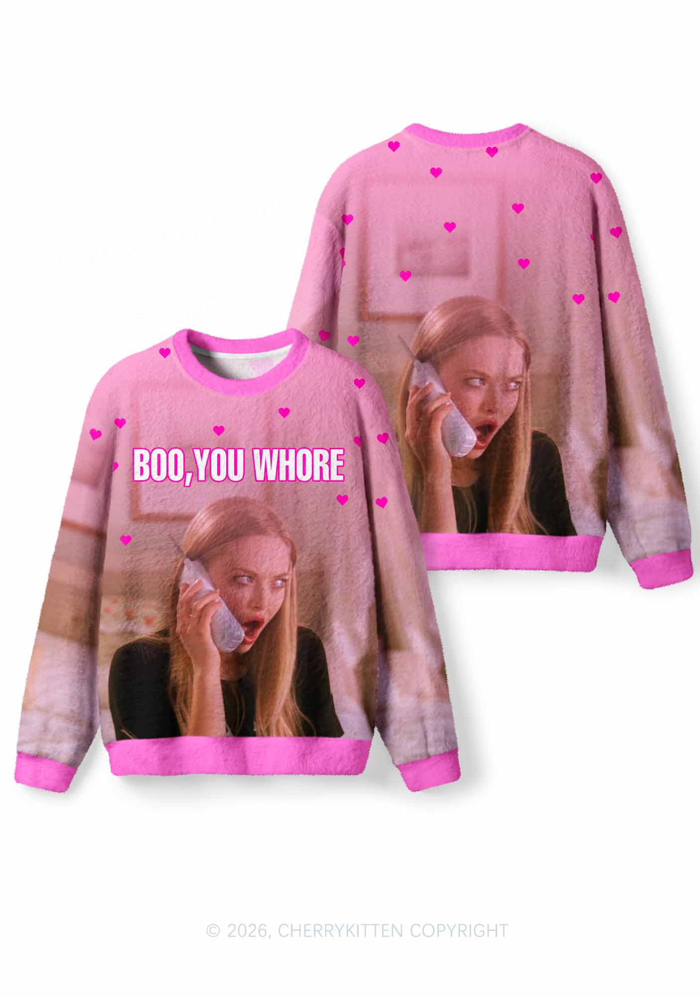 Boo You Hore Y2K Knit Sweatshirt Cherrykitten