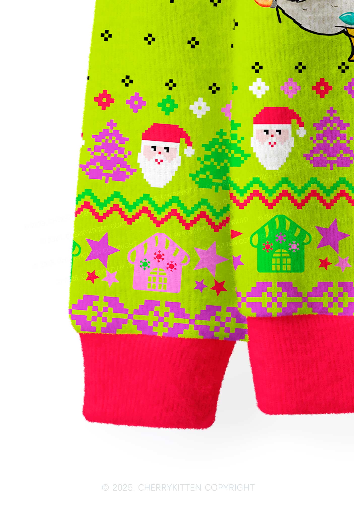 Santa Duck Y2K Christmas Cardigan Knit Sweatshirt Cherrykitten