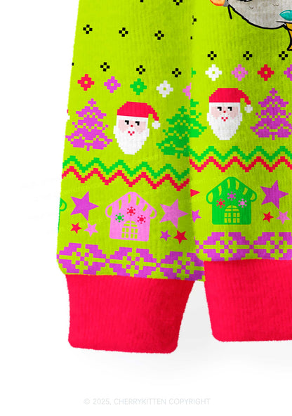 Santa Duck Y2K Christmas Cardigan Knit Sweatshirt Cherrykitten