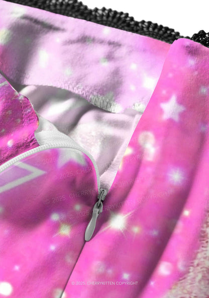 Sparkly Raccoon Heart Valentine's Day Y2K Print Mini Skirt Cherrykitten