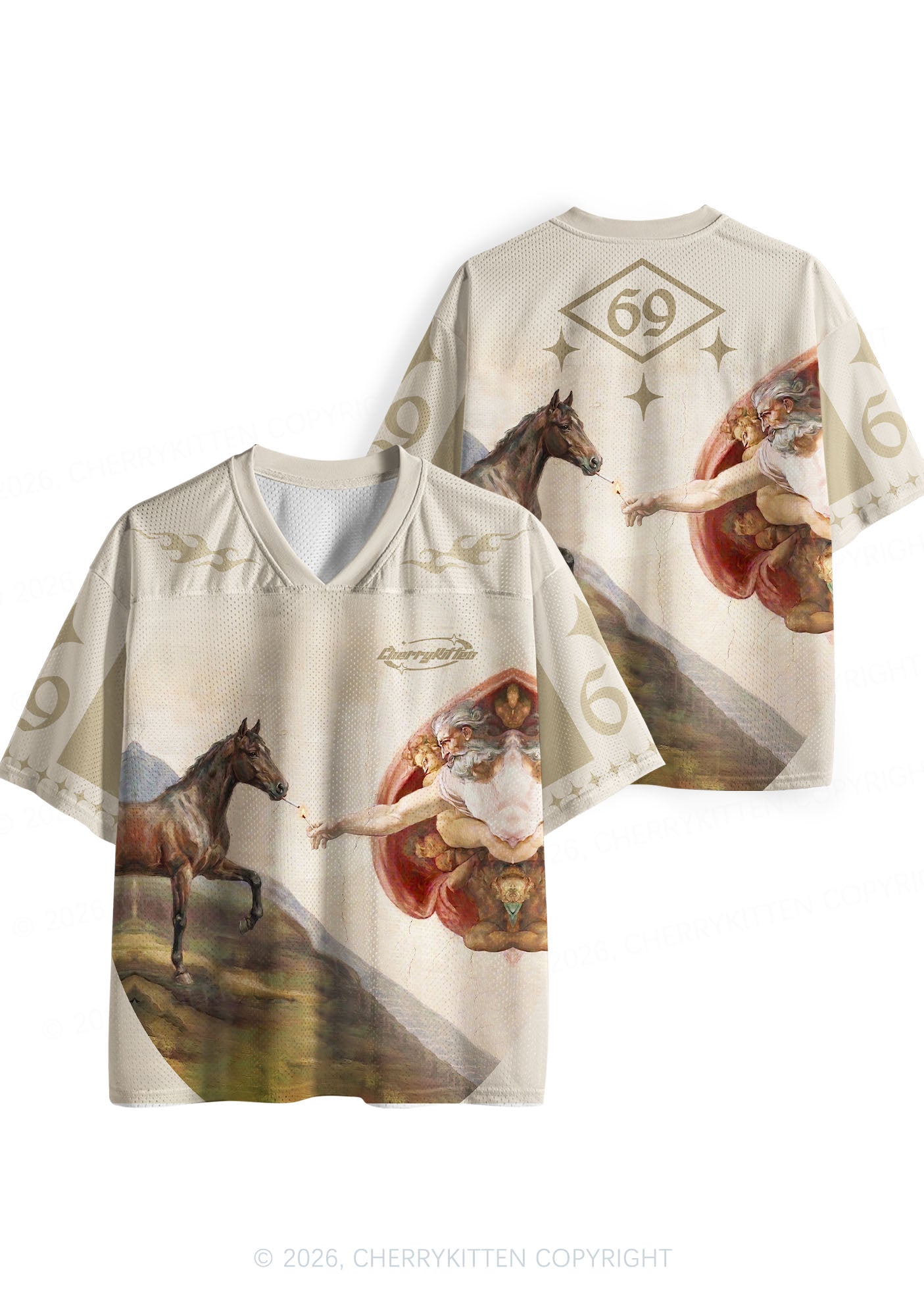 God Smoking Horse Y2K Sport Jersey Shirts Cherrykitten