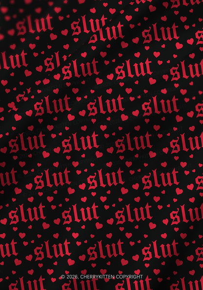 Black Slxt Y2K Print Satin Cowl Neck Slip Dress Cherrykitten
