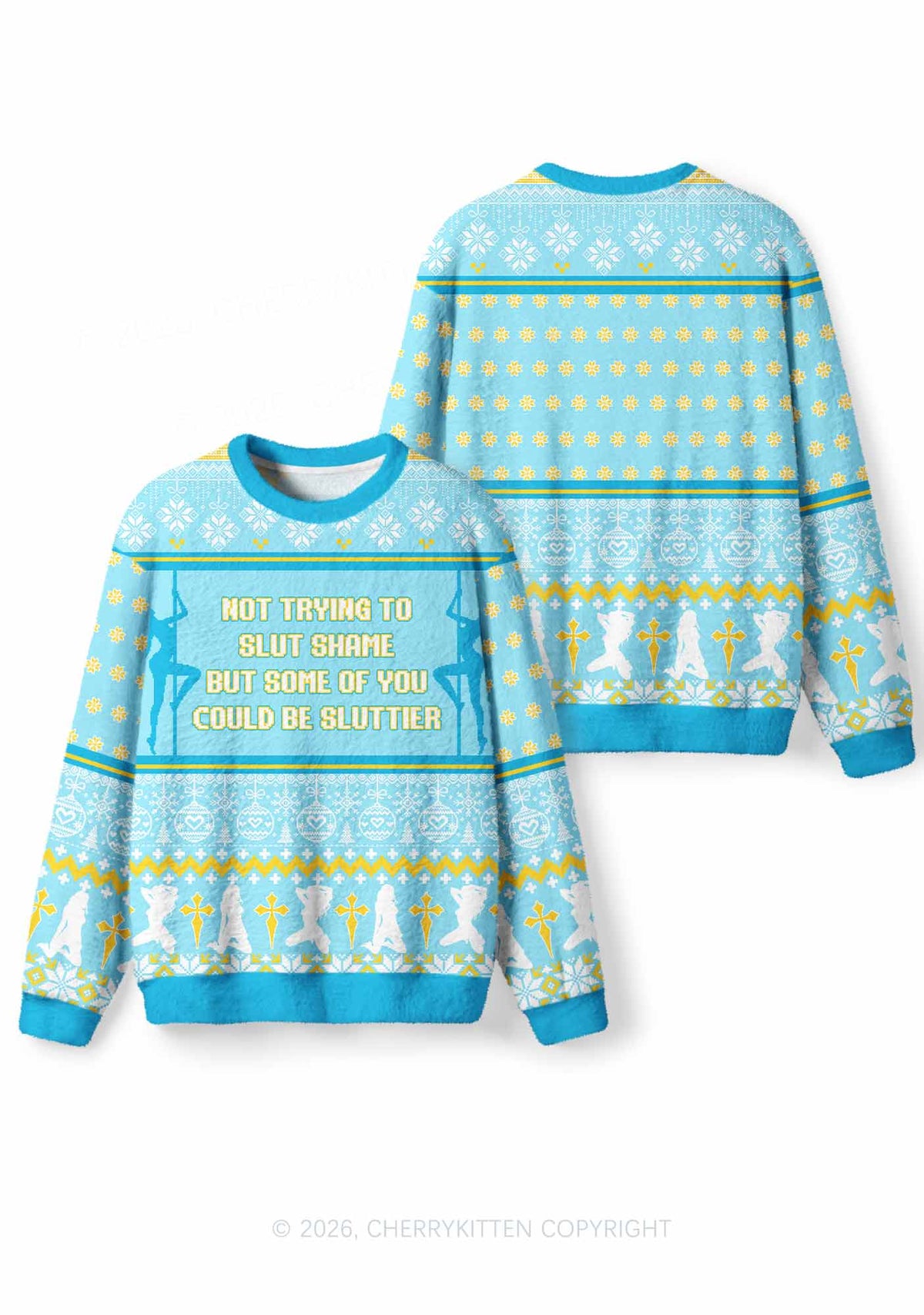 Not Trying To Slxt Shame Y2K Christmas Knit Sweatshirt Cherrykitten