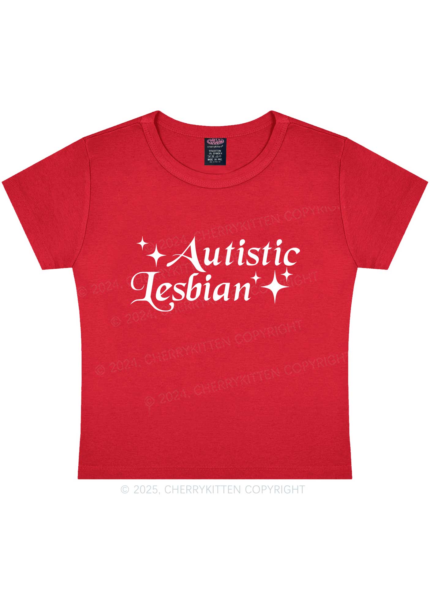 Autistic Lesbian Y2K Baby Tee Cherrykitten