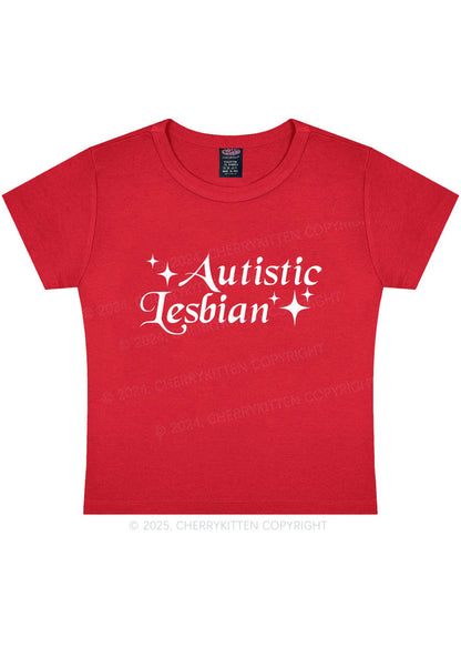 Autistic Lesbian Y2K Baby Tee Cherrykitten