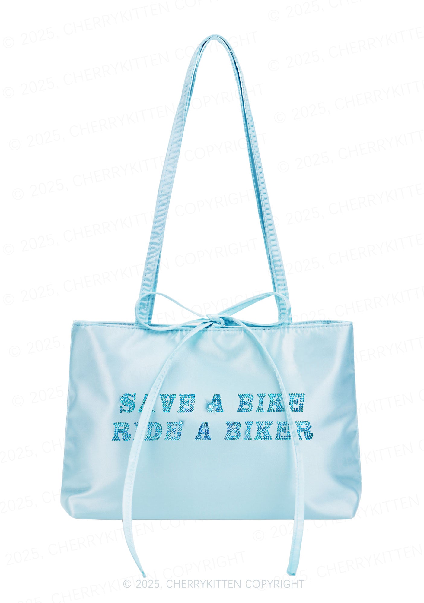 Rhinestone Save Bike Ride Biker Y2K Satin Bags Cherrykitten