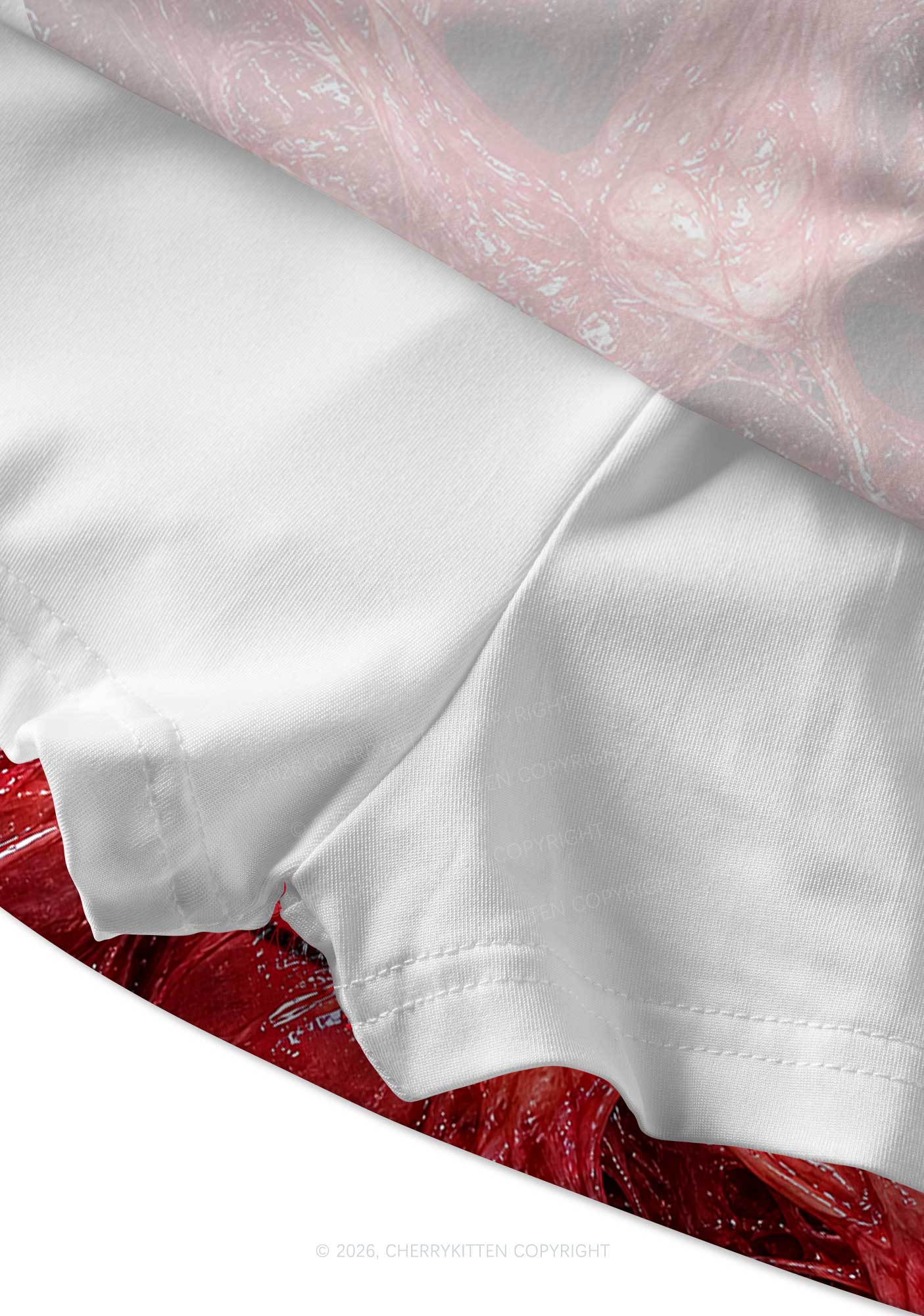 Red Anatomical Hearts Y2K Print Mini Skirt Cherrykitten